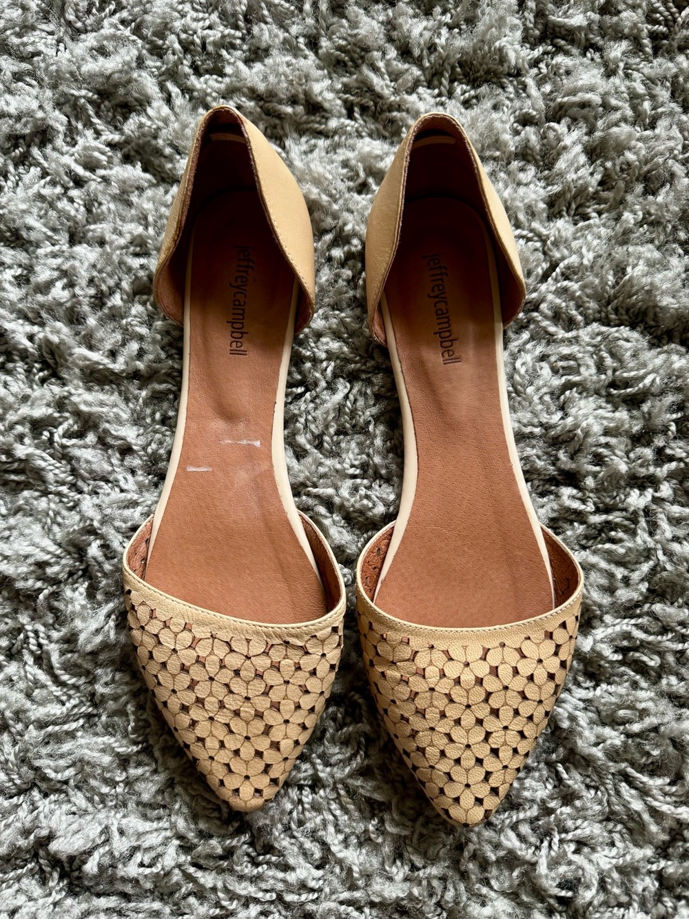Jeffrey Campbell Women’s Tan Laser Cut D'Orsay Flats